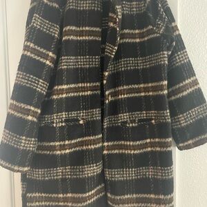 Dip Plaid Teddy coat polyester- Black and Brown